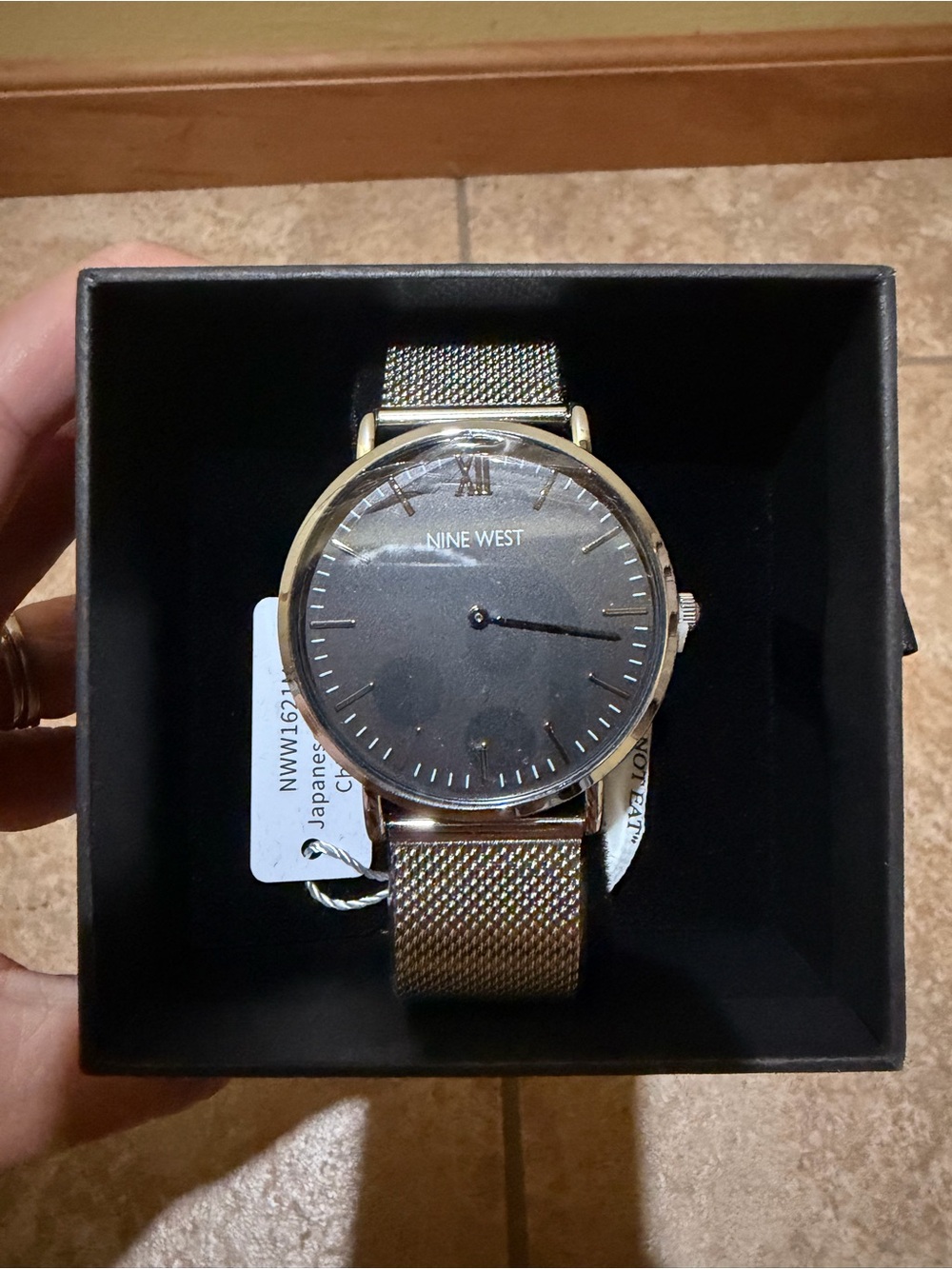 Nine West Men's Mesh Watch with Black Dial